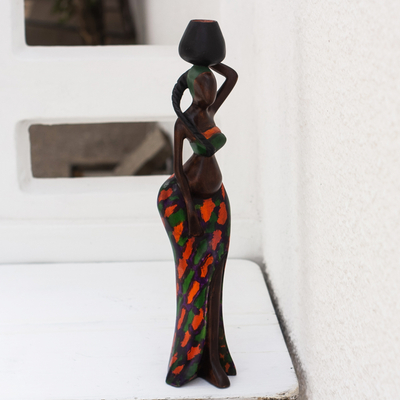 Escultura de madera - Estatuilla de madera de albesia tallada a mano