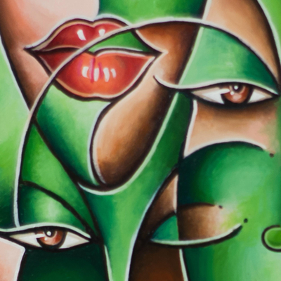 „Schwester Harmonie“ – Expressionistisches Acryl-auf-Leinwand-Gemälde
