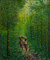 Waldweg III - Acryl Wald Gemälde auf Leinwand