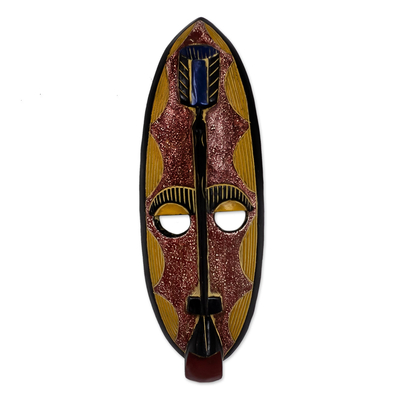 African wood mask, 'Striking Colors' - Hand Crafted Rubber Wood Mask