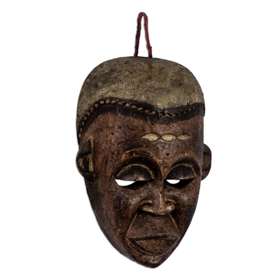 Máscara de madera africana - Máscara de madera de sésé tallada a mano de Ghana