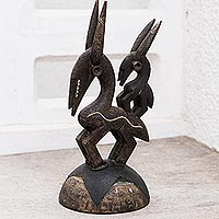 Wood sculpture, 'Bambara' - Hand Carved Sese Wood Sculpture