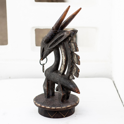 Escultura de madera - Escultura de Antílope de Hierro y Madera de Sesé Tallada a Mano