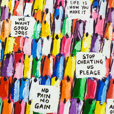 'The Voices of the People' - World Peace Project Acrylic Protest Scene on Canvas