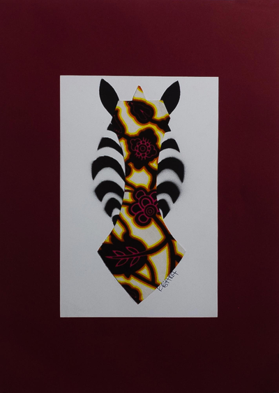 Framed Acrylic Zebra Painting