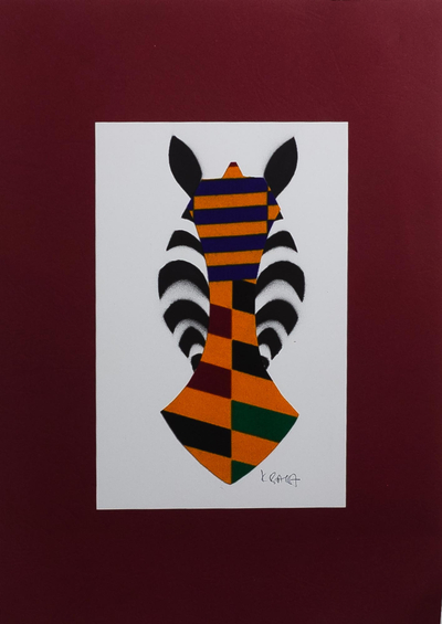 Matted Acrylic Zebra Painting