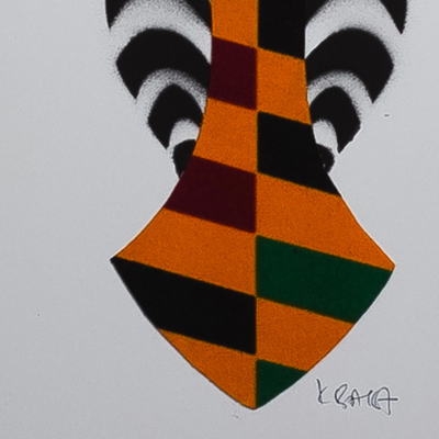 'Zebra III' - Matted Acrylic Zebra Painting