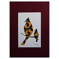 'Mother's Love III' - Acrylic Bird Painting on Cardstock