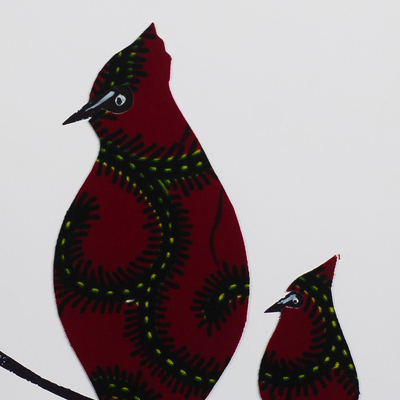 'Amor de Madre I' - Pintura acrílica de pájaros sobre cartulina