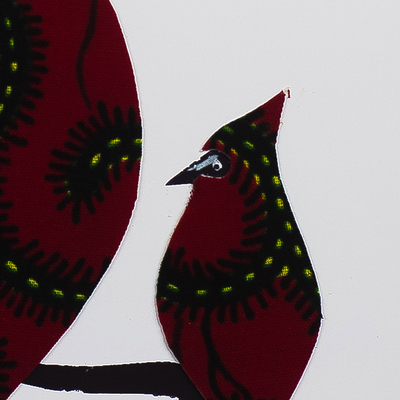'Amor de Madre I' - Pintura acrílica de pájaros sobre cartulina
