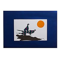 „Love Birds II“ – mattiertes Acryl-Vogelgemälde