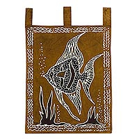 Cotton wall hanging, 'Angel Fish' - Fish-Themed Cotton Wall Hanging