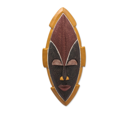 African wood mask, 'King of Peace' - Hand Made Sese Wood Mask
