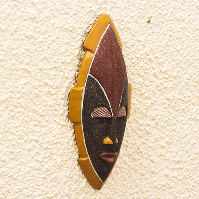 African wood mask, 'King of Peace' - Hand Made Sese Wood Mask
