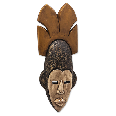 Afrikanische Holzmaske, „Mawulorm“ – handgeschnitzte afrikanische Sese-Holzmaske