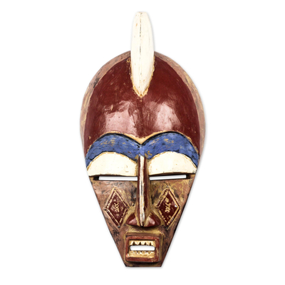 Máscara de madera africana, 'Dan Arches' - Máscara africana tribal Dan en madera Sese para exhibición en la pared