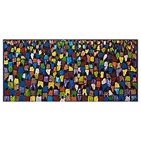 'African Crowd Market' - Acrylic on Canvas Market Scene Painting