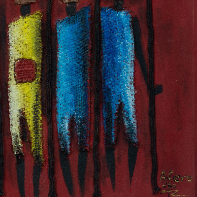 'Warrior I' - Signed Acrylic Painting from Ghana