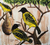 Vögel - Acryl und Jute Vogel Malerei auf Leinwand