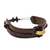 Men's leather wristband bracelet, 'Fortunate Son in Brown' - Men's Leather and Brass Wristband Bracelet (image 2a) thumbail