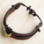 Men's leather wristband bracelet, 'Fortunate Son in Brown' - Men's Leather and Brass Wristband Bracelet (image 2d) thumbail