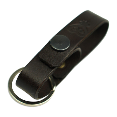 Schlüsselband aus Leder - Handgefertigtes Schlüsselband aus braunem Leder