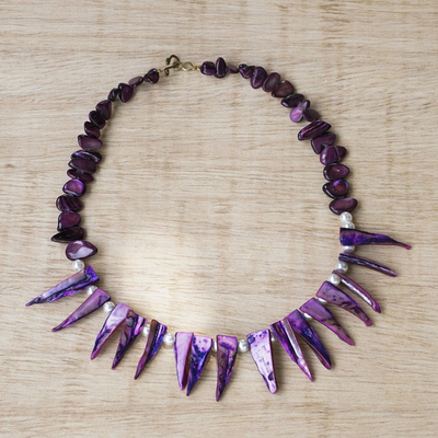 Handmade Recycled Glass Beaded Necklace - Spiked