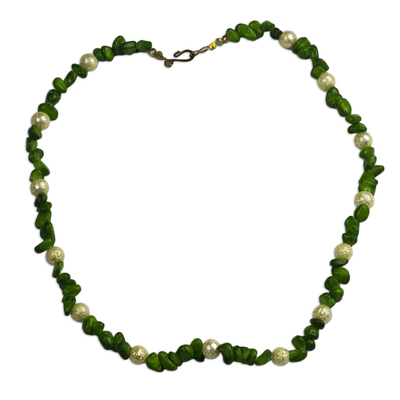 Achat-Perlenkette, 'Queen Green' - Handgemachte Achat und recyceltem Glasperlen Halskette