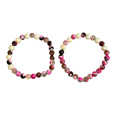 Recycled glass beaded bracelets, 'Bubble Pop' (pair) - Eco-Friendly Recycled Glass Beaded Bracelets (Pair)