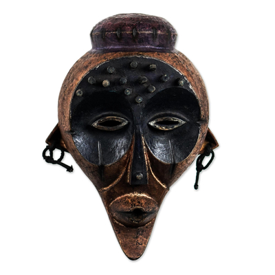 Afrikanische Holzmaske, 'Basala' - Handgemachte afrikanische Sese-Holzmaske