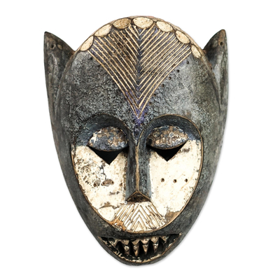 African wood mask, 'Ngbandi' - Hand Carved Sese Wood Mask