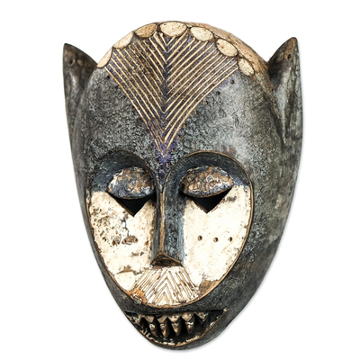 African wood mask, 'Ngbandi' - Hand Carved Sese Wood Mask