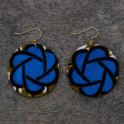 Cotton dangle earrings, 'Good Mother' - Hand Made Cotton and Brass Dangle Earrings