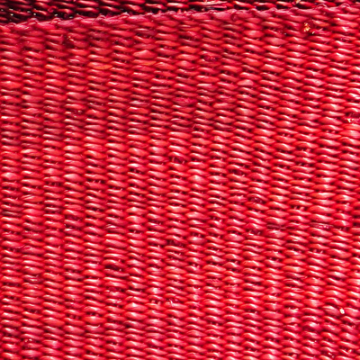 Bolso de mano de fibra natural - Cartera de Mano Rafia Roja y Asa de Piel