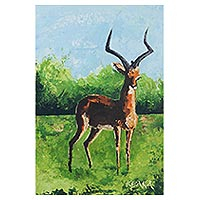 „Antilope“ – signiertes Acryl-Antilopengemälde auf Leinwand