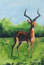 'Antelope' - Signed Acrylic Antelope Painting on Canvas