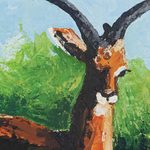 'Antelope' - Signed Acrylic Antelope Painting on Canvas