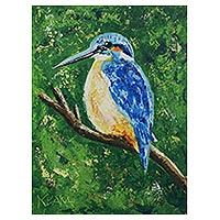 'Kingfisher' - Impressionist Acrylic Bird Painting