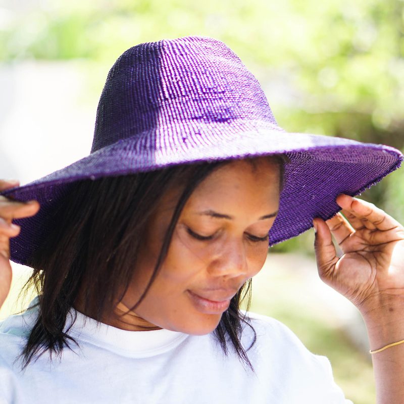 Woven Purple Raffia Sun Hat - Purple Sun | NOVICA
