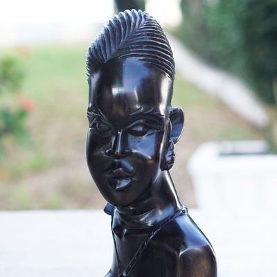 Ebony wood sculpture, 'Black Eve' - Handmade Ebony Wood Sculpture