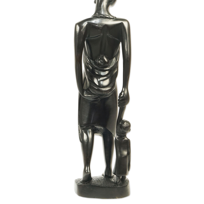 Escultura en madera de ébano - Escultura Madre e Hijo en Madera de Ébano