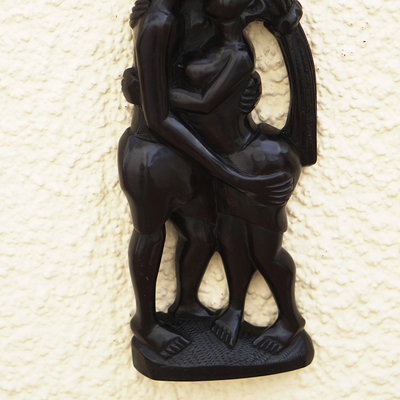 Ebony wood sculpture, 'Midnight Love' - Romantic Ebony Wood Sculpture