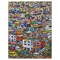 'Makola II' (2021) - Colorful Marketplace Painting on Canvas (2021)
