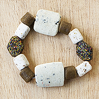Recycled glass beaded bracelet, 'Stand Out' - Recycled Glass Beaded Bracelet from Ghana