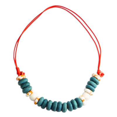 Handcrafted Recycled Glass Beaded Necklace