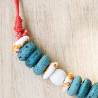 Recycled glass beaded necklace, 'Alive and Kicking' - Handcrafted Recycled Glass Beaded Necklace