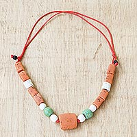 Recycled glass beaded necklace, 'Good Faith' - Hand Crafted Recycled Glass Beaded Necklace