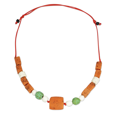 Hand Crafted Recycled Glass Beaded Necklace