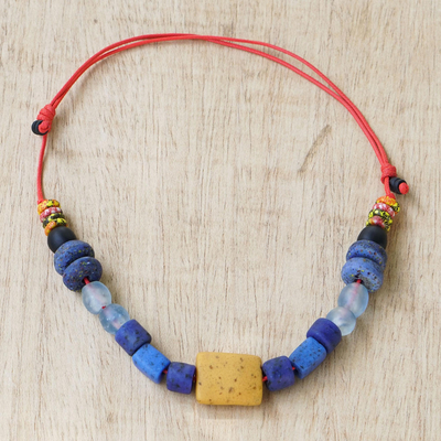 Halskette aus recycelten Glasperlen - Ghanaische Halskette aus recycelten Glasperlen