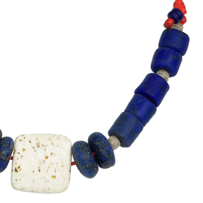 Halskette aus recycelten Glasperlen - Von Hand gefertigte Halskette aus recycelten Glasperlen